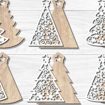 Intra απο ξύλο plywood 3mm-4mm πάχος Χριστουγεννιάτικο Στολίδι , Δέντρο με στρώσεις Δίασταση 8x8 cm INTRAFABR-79025150 - Image 3