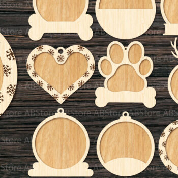 Intra απο ξύλο plywood 3mm-4mm πάχος Δέσμη προτύπων χριστουγεννιάτικων στολιδιών Δίασταση 15x15 cm INTRAFABR-109029399 - Image 1