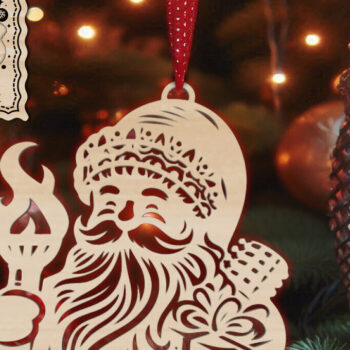 Intra απο ξύλο plywood 3mm-4mm πάχος Χριστουγεννιάτικο στολίδι με κάρτα  C Δίασταση 8x8 cm INTRAFABR-107930687 - Image 1