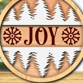 Intra απο ξύλο plywood 3mm-4mm πάχος Χριστουγεννιάτικο Στολίδι με -Cut "Joy" Δίασταση 4x4 cm INTRAFABR-117893047 - Image 1