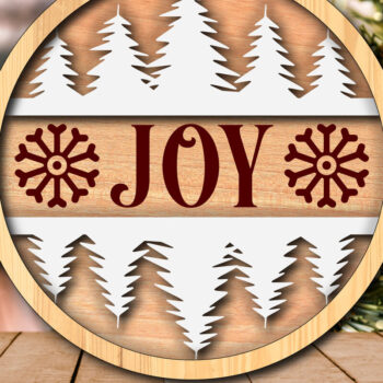 Intra απο ξύλο plywood 3mm-4mm πάχος Χριστουγεννιάτικο Στολίδι με -Cut "Joy" Δίασταση 4x4 cm INTRAFABR-117893047 - Image 2