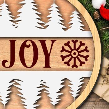 Intra απο ξύλο plywood 3mm-4mm πάχος Χριστουγεννιάτικο Στολίδι με -Cut "Joy" Δίασταση 4x4 cm INTRAFABR-117893047 - Image 3