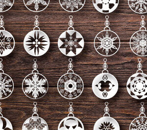 Intra απο ξύλο plywood 3mm-4mm πάχος Χριστουγεννιάτικα στολίδια 2 επιπέδων 763 Δίασταση 8x8 cm INTRAFABR-47505757