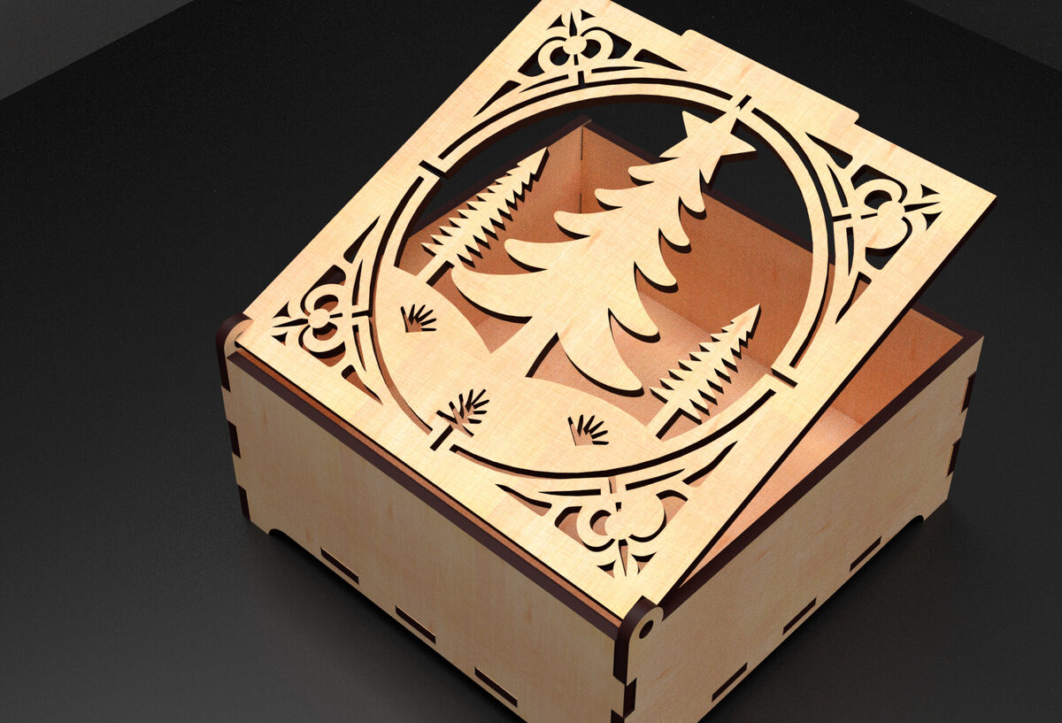 Intra απο ξύλο plywood 3mm-4mm πάχος Χριστουγεννιάτικα στολίδια Κουτί δώρου 05 Δίασταση 5x5 cm INTRAFABR-104951335