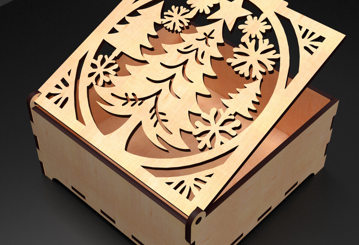 Intra απο ξύλο plywood 3mm-4mm πάχος Χριστουγεννιάτικα στολίδια Κουτί δώρου 06 Δίασταση 5x5 cm INTRAFABR-104951406