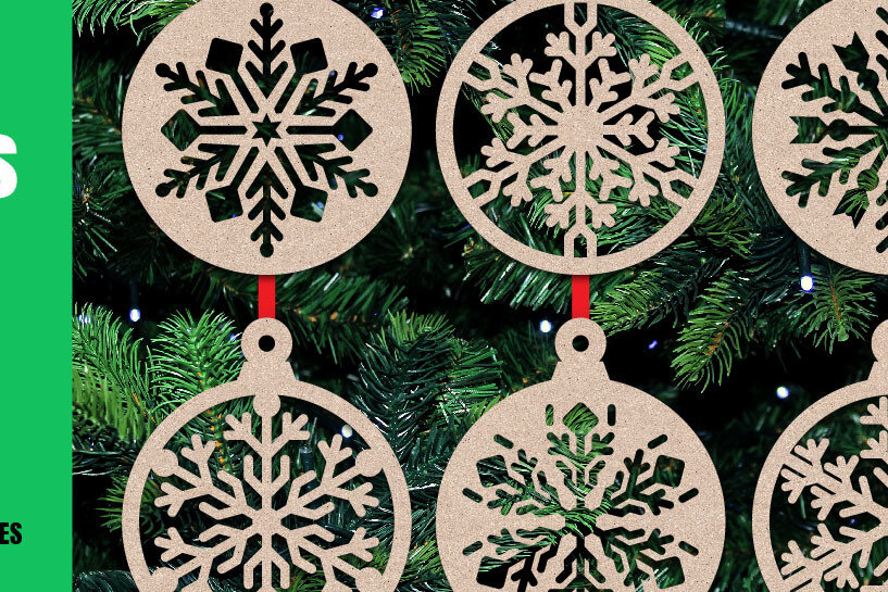 Intra απο ξύλο plywood 3mm-4mm πάχος Χριστουγεννιάτικα στολίδια κοπής με λέιζερ Νο.1 Δίασταση 8x8 cm INTRAFABR-20547171