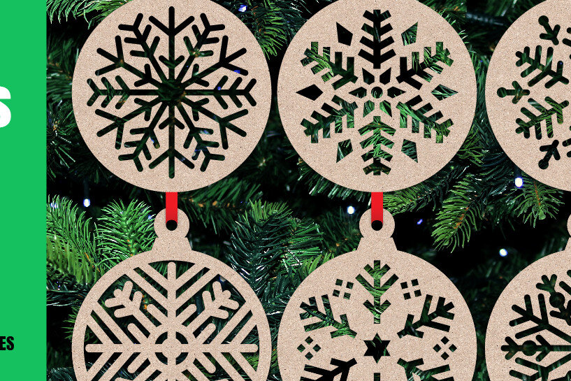 Intra απο ξύλο plywood 3mm-4mm πάχος Χριστουγεννιάτικα στολίδια κοπής με λέιζερ Νο.2 Δίασταση 8x8 cm INTRAFABR-20547856