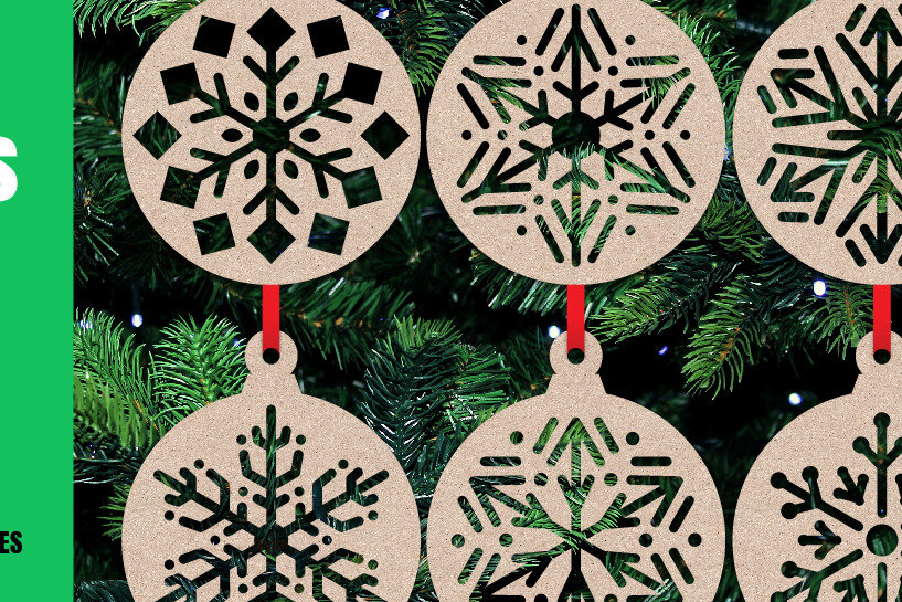 Intra απο ξύλο plywood 3mm-4mm πάχος Χριστουγεννιάτικα στολίδια κοπής με λέιζερ Νο.3 Δίασταση 8x8 cm INTRAFABR-20548418