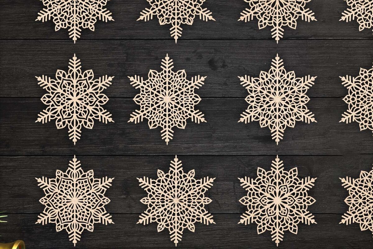 Intra απο ξύλο plywood 3mm-4mm πάχος Χριστουγεννιάτικα στολίδια Snowflake 100 Δίασταση 8x8 cm INTRAFABR-78599552