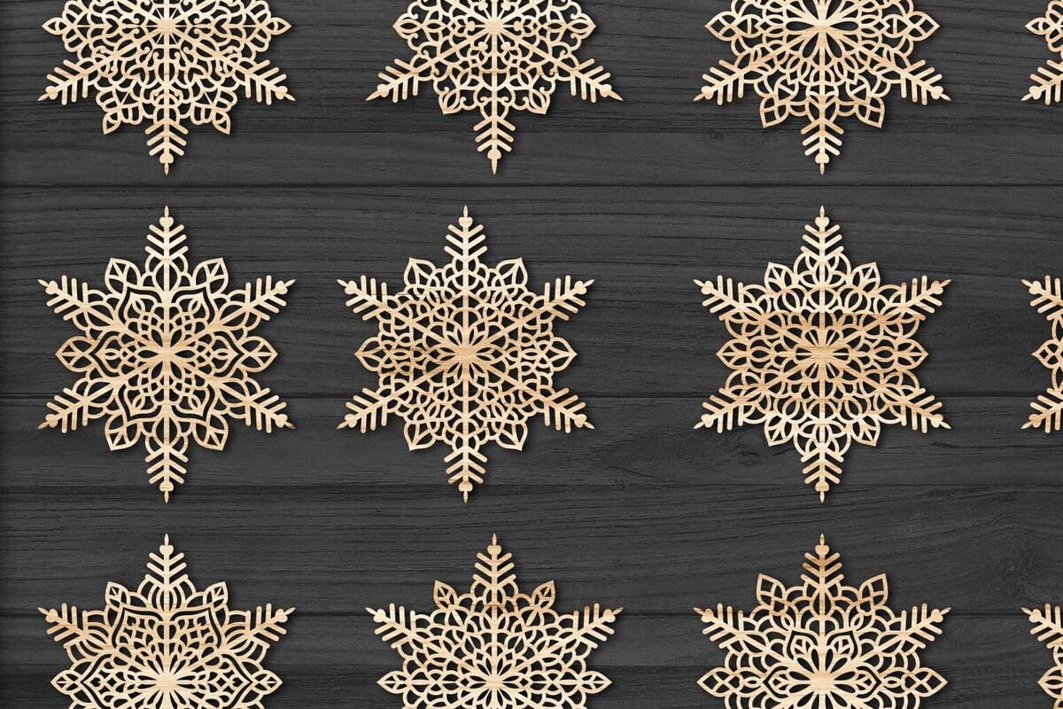 Intra απο ξύλο plywood 3mm-4mm πάχος Χριστουγεννιάτικα στολίδια Snowflake 101 Δίασταση 8x8 cm INTRAFABR-78599561 - Image 1