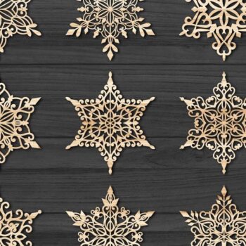 Intra απο ξύλο plywood 3mm-4mm πάχος Χριστουγεννιάτικα στολίδια Snowflake 102 Δίασταση 8x8 cm INTRAFABR-78599571 - Image 2