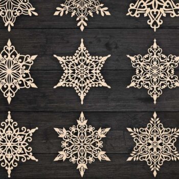Intra απο ξύλο plywood 3mm-4mm πάχος Χριστουγεννιάτικα στολίδια Snowflake 102 Δίασταση 8x8 cm INTRAFABR-78599571 - Image 3