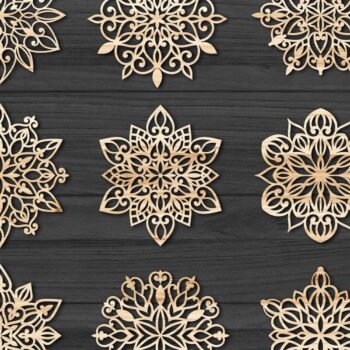 Intra απο ξύλο plywood 3mm-4mm πάχος Χριστουγεννιάτικα στολίδια νιφάδας χιονιού 104 Δίασταση 8x8 cm INTRAFABR-78695014 - Image 1