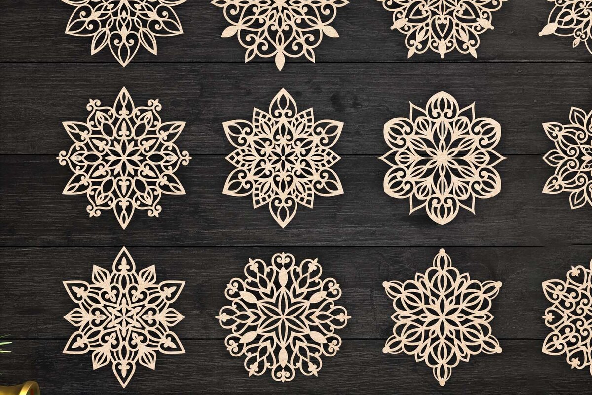 Intra απο ξύλο plywood 3mm-4mm πάχος Χριστουγεννιάτικα στολίδια νιφάδας χιονιού 104 Δίασταση 8x8 cm INTRAFABR-78695014 - Image 2