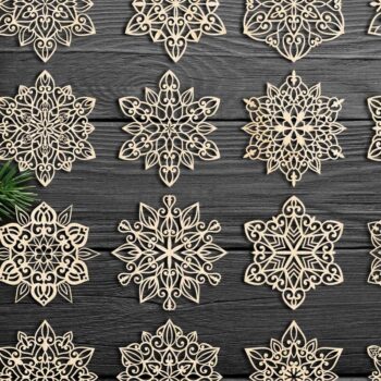 Intra απο ξύλο plywood 3mm-4mm πάχος Χριστουγεννιάτικα στολίδια νιφάδας χιονιού 105 Δίασταση 8x8 cm INTRAFABR-78697206 - Image 1