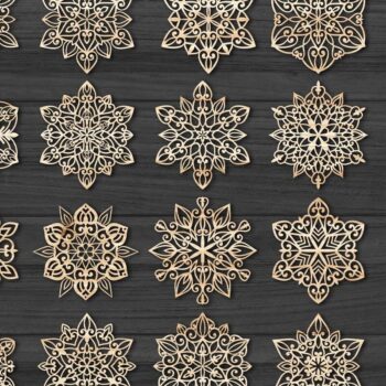 Intra απο ξύλο plywood 3mm-4mm πάχος Χριστουγεννιάτικα στολίδια νιφάδας χιονιού 105 Δίασταση 8x8 cm INTRAFABR-78697206 - Image 3