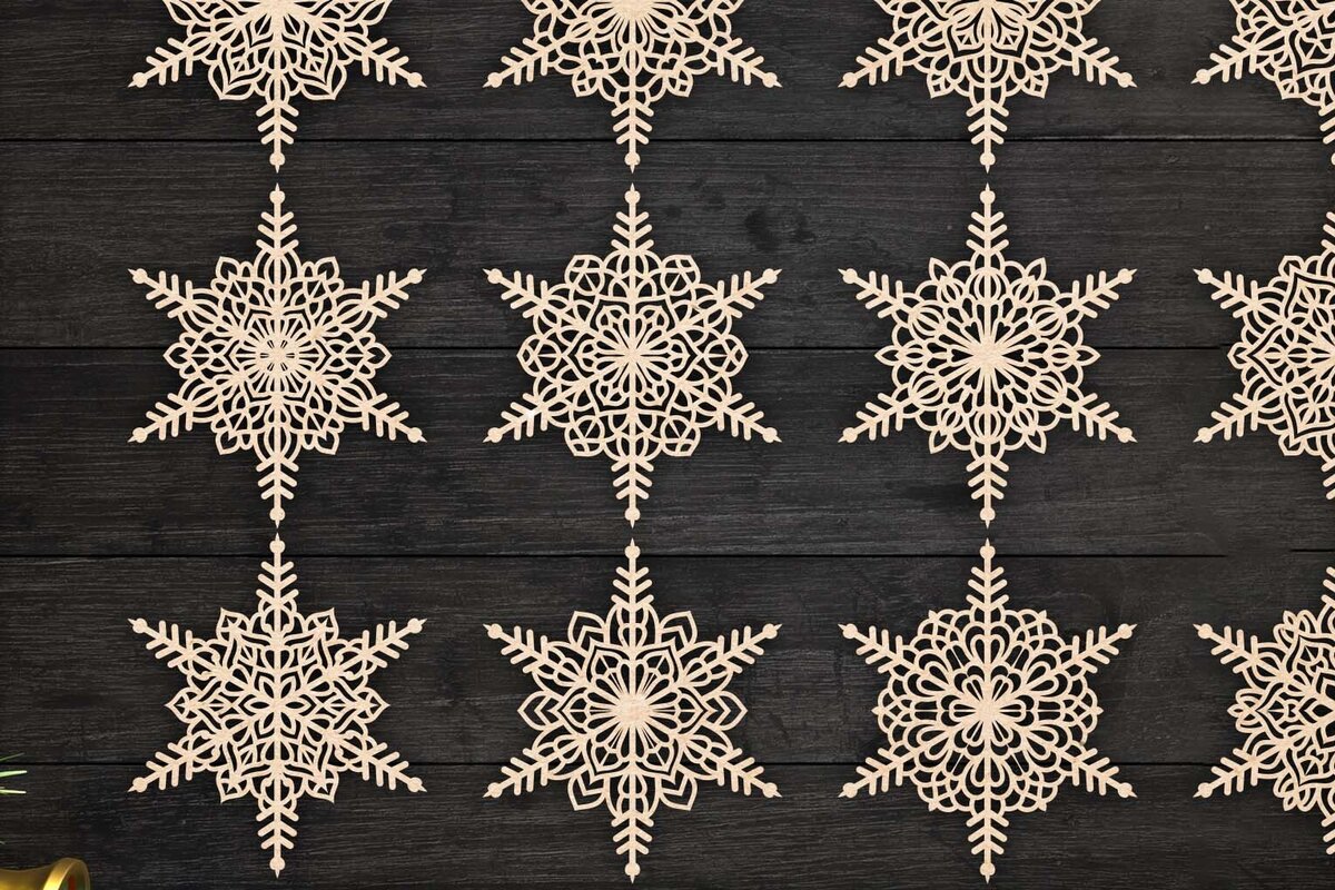 Intra απο ξύλο plywood 3mm-4mm πάχος Χριστουγεννιάτικα στολίδια νιφάδας χιονιού 107 Δίασταση 8x8 cm INTRAFABR-79022956