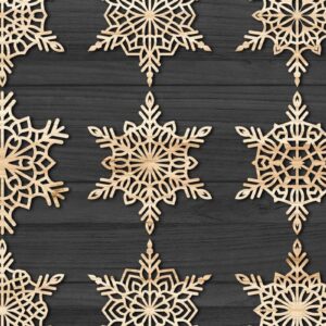 Intra απο ξύλο plywood 3mm-4mm πάχος με χριστουγεννιάτικα στολίδια Snowflake 57 Δίασταση 8x8 cm INTRAFABR-77827684