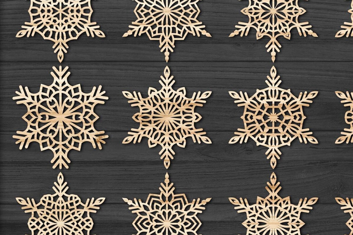 Intra απο ξύλο plywood 3mm-4mm πάχος με χριστουγεννιάτικα στολίδια Snowflake 57 Δίασταση 8x8 cm INTRAFABR-77827684