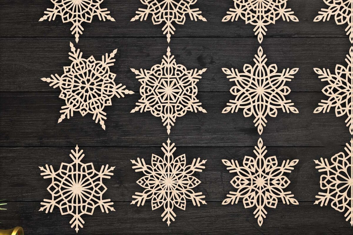 Intra απο ξύλο plywood 3mm-4mm πάχος με χριστουγεννιάτικα στολίδια Snowflake 59 Δίασταση 8x8 cm INTRAFABR-77828061