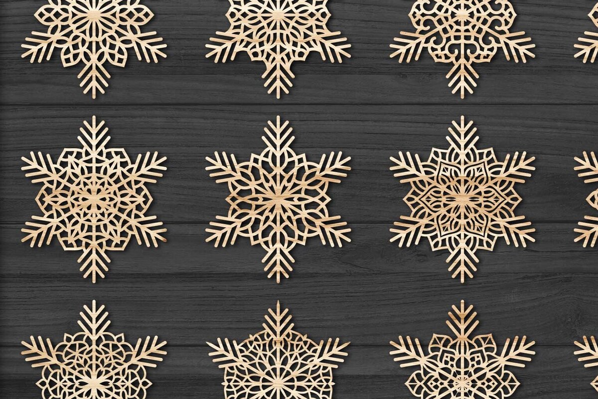 Intra απο ξύλο plywood 3mm-4mm πάχος Χριστουγεννιάτικα στολίδια Snowflake 61 Δίασταση 8x8 cm INTRAFABR-77828057 - Image 2