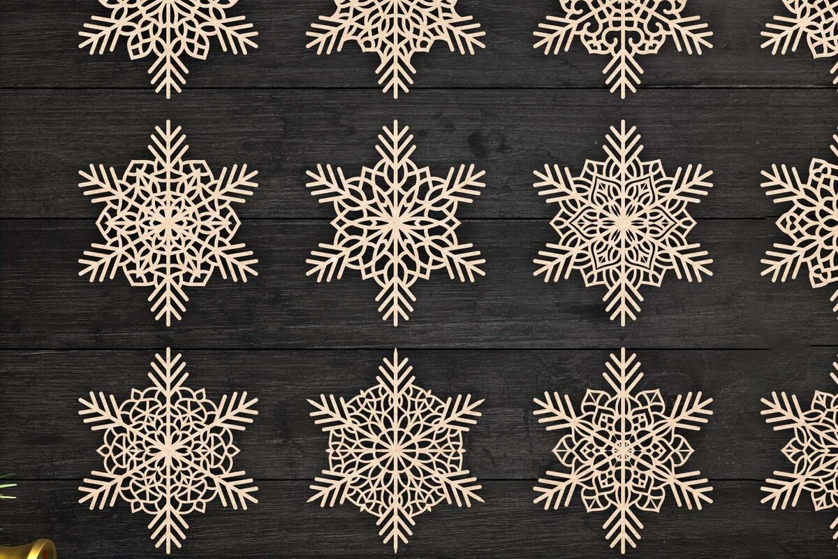 Intra απο ξύλο plywood 3mm-4mm πάχος Χριστουγεννιάτικα στολίδια Snowflake 61 Δίασταση 8x8 cm INTRAFABR-77828057 - Image 3