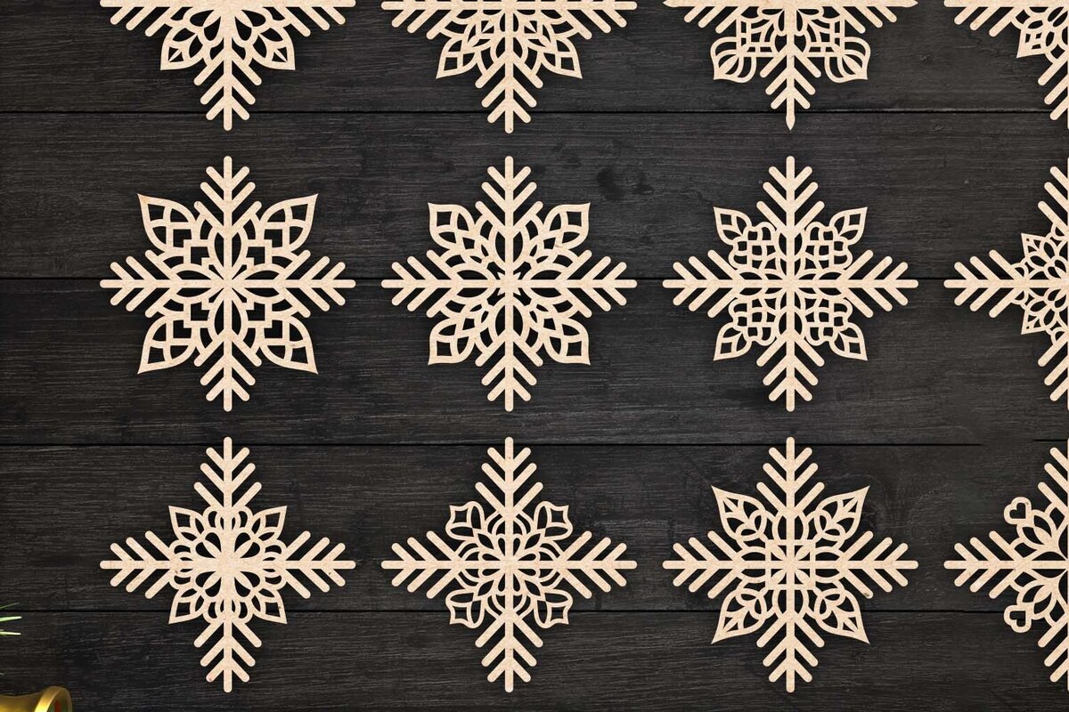 Intra απο ξύλο plywood 3mm-4mm πάχος Χριστουγεννιάτικα στολίδια νιφάδας χιονιού 63 Δίασταση 8x8 cm INTRAFABR-77828946