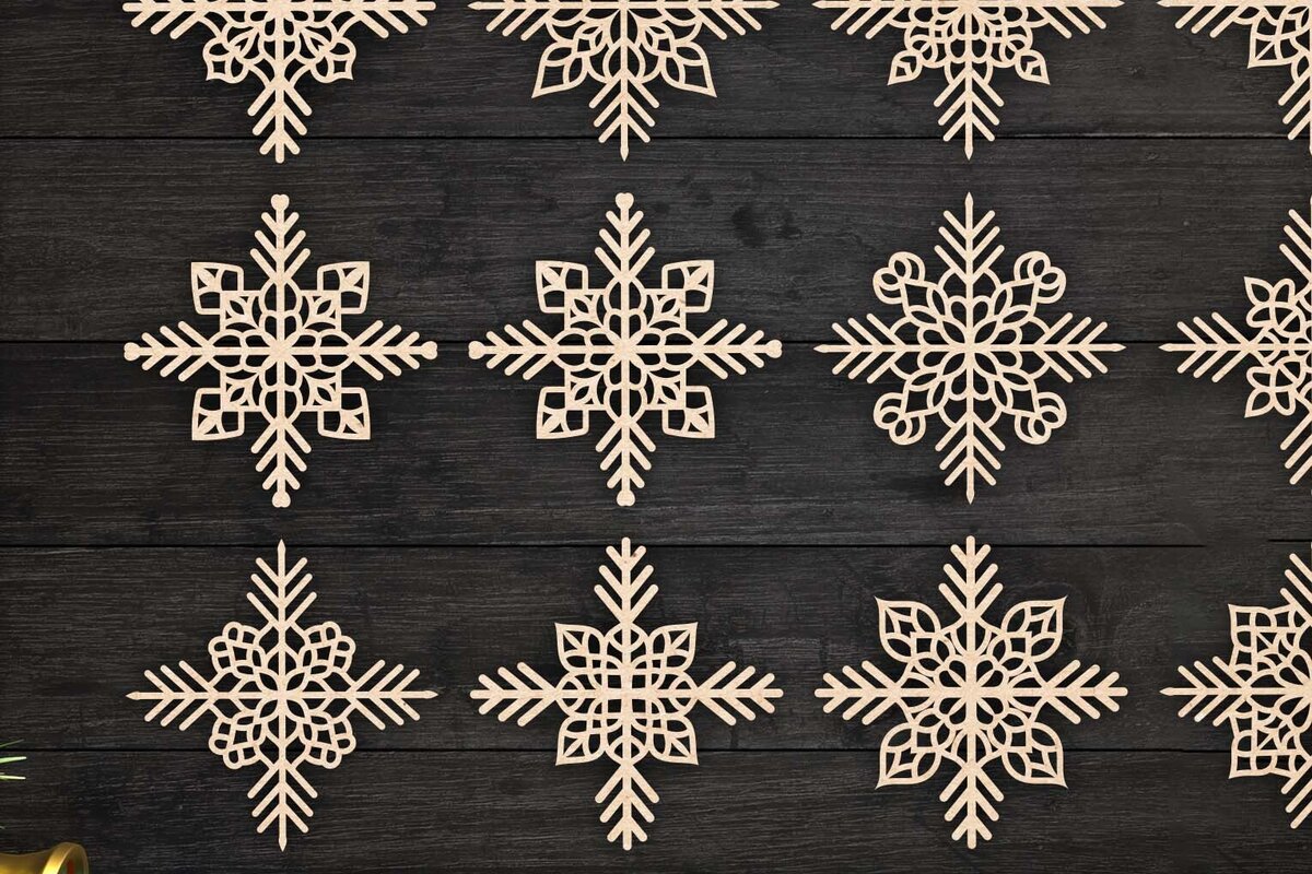 Intra απο ξύλο plywood 3mm-4mm πάχος Χριστουγεννιάτικα στολίδια νιφάδας χιονιού 66 Δίασταση 8x8 cm INTRAFABR-77829383