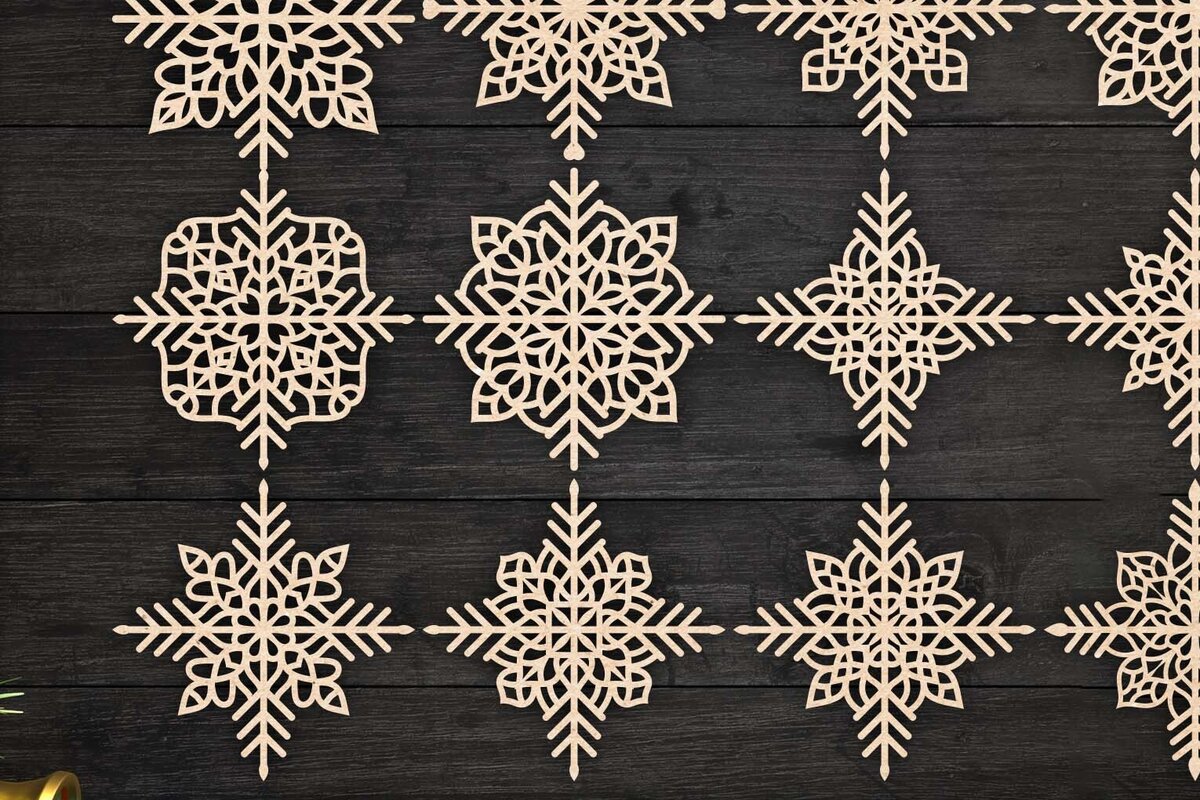 Intra απο ξύλο plywood 3mm-4mm πάχος Χριστουγεννιάτικα στολίδια νιφάδας χιονιού 67 Δίασταση 8x8 cm INTRAFABR-77829540