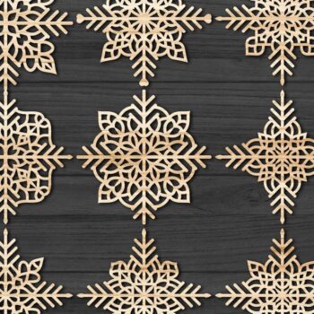 Intra απο ξύλο plywood 3mm-4mm πάχος Χριστουγεννιάτικα στολίδια νιφάδας χιονιού 67 Δίασταση 8x8 cm INTRAFABR-77829540 - Image 3