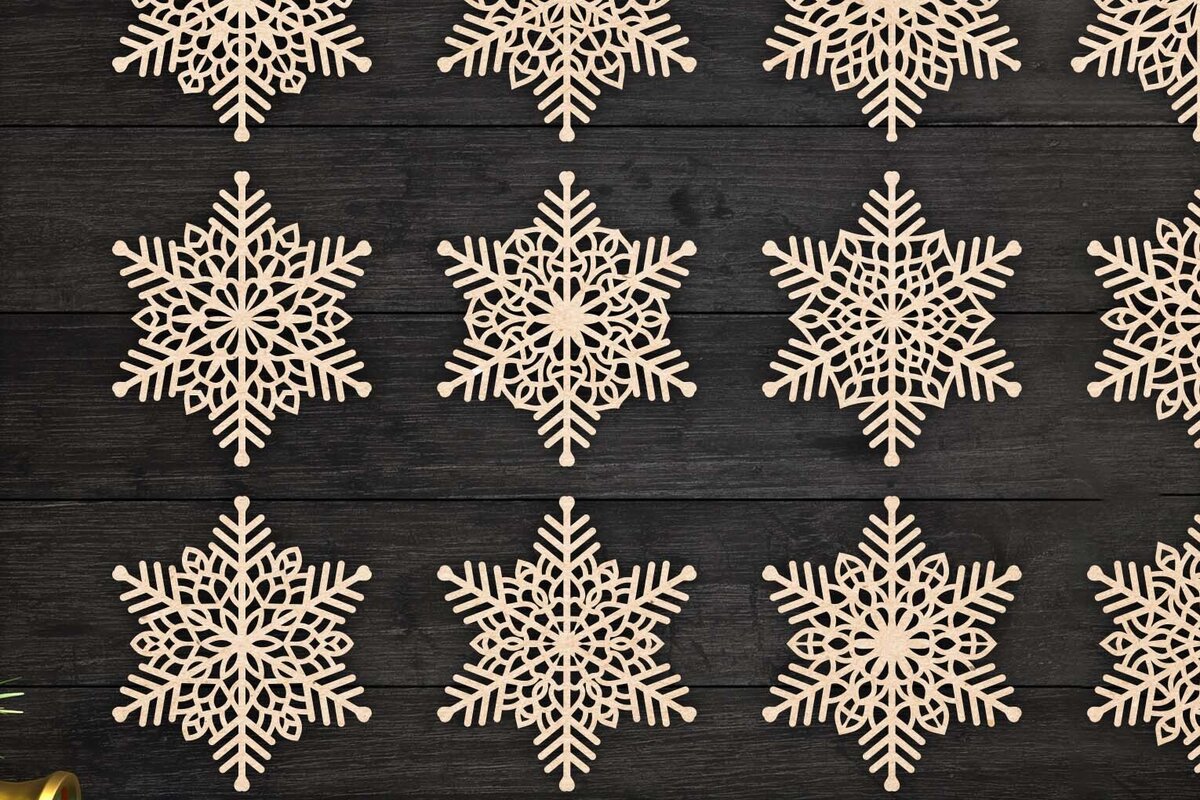 Intra απο ξύλο plywood 3mm-4mm πάχος Χριστουγεννιάτικα στολίδια νιφάδας χιονιού 73 Δίασταση 8x8 cm INTRAFABR-77831405