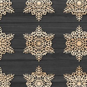 Intra απο ξύλο plywood 3mm-4mm πάχος με χριστουγεννιάτικα στολίδια Snowflake 76 Δίασταση 8x8 cm INTRAFABR-77971987
