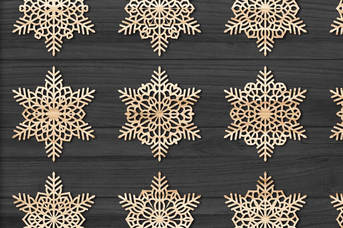 Intra απο ξύλο plywood 3mm-4mm πάχος με χριστουγεννιάτικα στολίδια Snowflake 76 Δίασταση 8x8 cm INTRAFABR-77971987