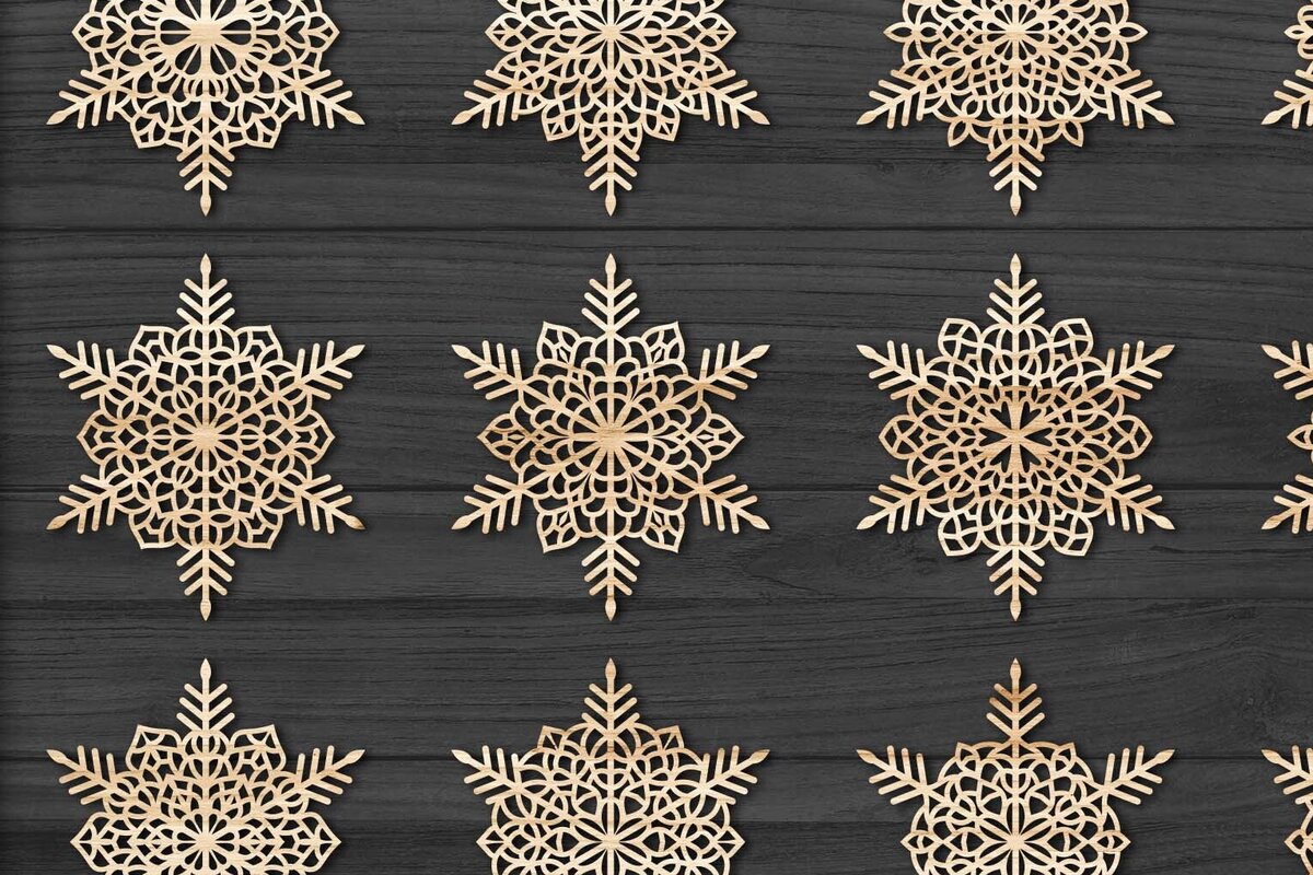 Intra απο ξύλο plywood 3mm-4mm πάχος Χριστουγεννιάτικα στολίδια Snowflake 82 Δίασταση 8x8 cm INTRAFABR-78024833 - Image 1