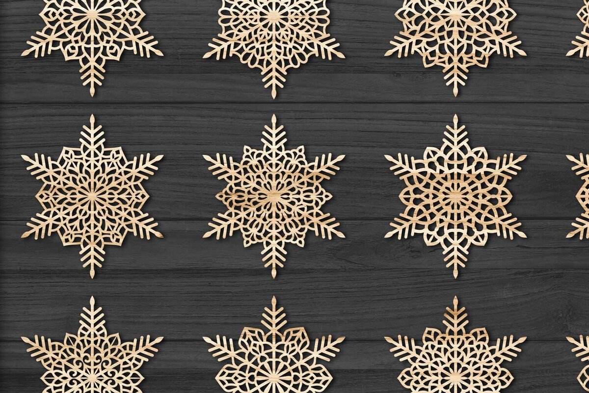 Intra απο ξύλο plywood 3mm-4mm πάχος Χριστουγεννιάτικα στολίδια Snowflake 83 Δίασταση 8x8 cm INTRAFABR-78025045