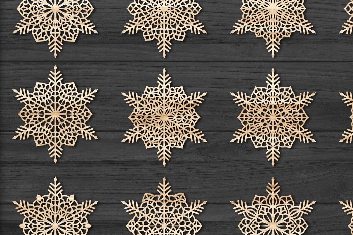 Intra απο ξύλο plywood 3mm-4mm πάχος Χριστουγεννιάτικα στολίδια Snowflake 85 Δίασταση 8x8 cm INTRAFABR-78025389 - Image 3