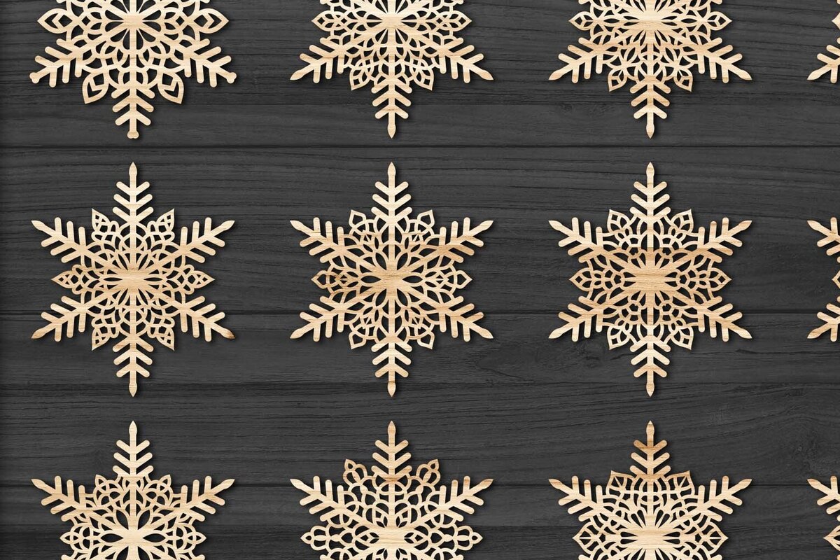 Intra απο ξύλο plywood 3mm-4mm πάχος Χριστουγεννιάτικα στολίδια νιφάδας χιονιού 92 Δίασταση 8x8 cm INTRAFABR-78136588