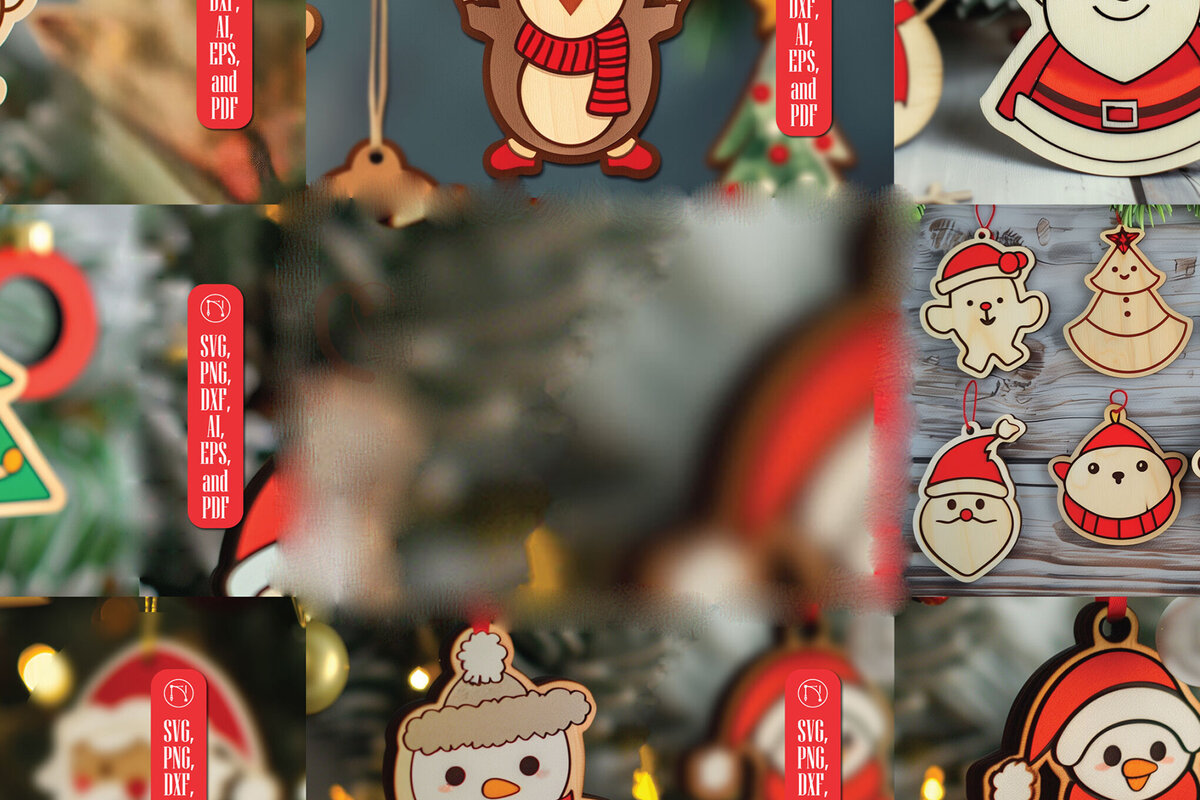 Intra απο ξύλο plywood 3mm-4mm πάχος Χριστουγεννιάτικα στολίδια Cut File Δίασταση 8x8 cm INTRAFABR-100315631