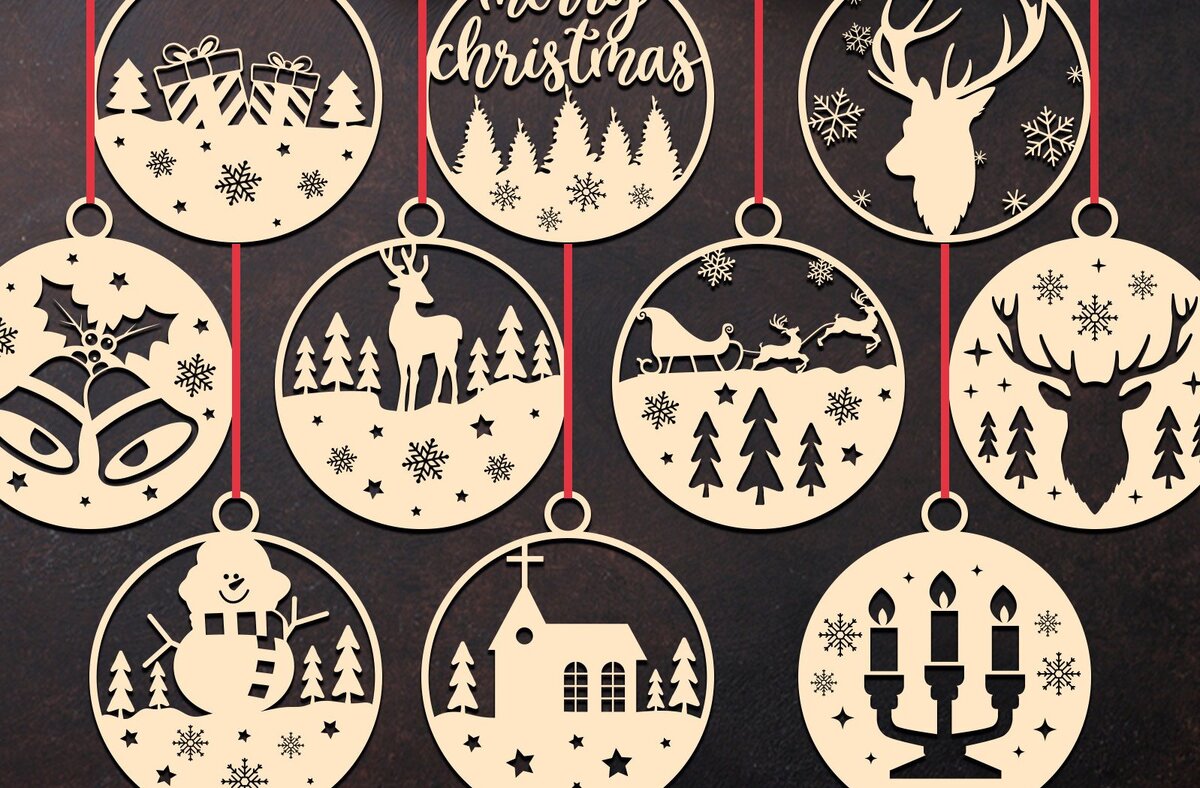 Intra απο ξύλο plywood 3mm-4mm πάχος Χριστουγεννιάτικα στολίδια κοπής με λέιζερ Δίασταση 8x8 cm INTRAFABR-43784096