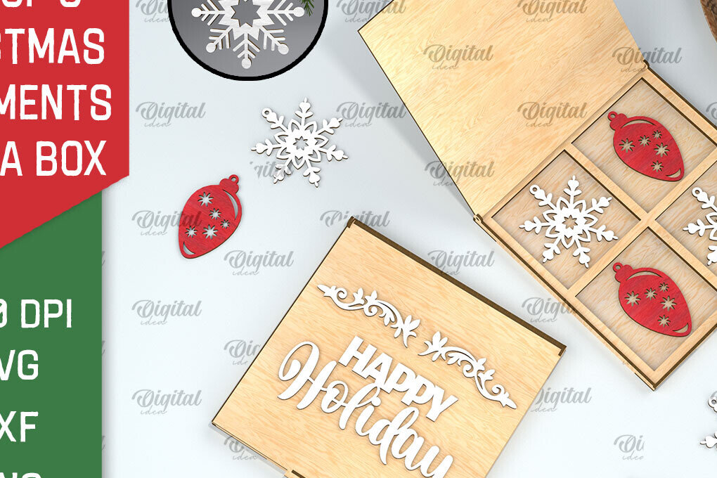 Intra απο ξύλο plywood 3mm-4mm πάχος Χριστουγεννιάτικα στολίδια με κουτί Δίασταση 3x3 cm INTRAFABR-104757987