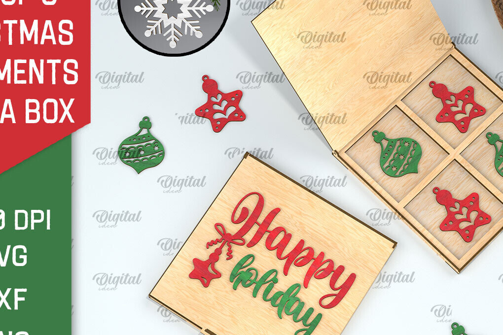 Intra απο ξύλο plywood 3mm-4mm πάχος Χριστουγεννιάτικα στολίδια με κουτί Δίασταση 3x3 cm INTRAFABR-104758062