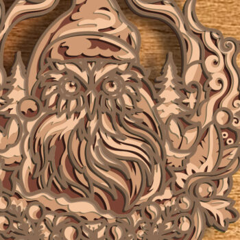 Intra απο ξύλο plywood 3mm-4mm πάχος Christmas Owl Multilayer /Papercut Δίασταση 15x15 cm INTRAFABR-82662435 - Image 1