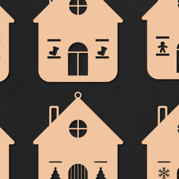 Intra απο ξύλο plywood 3mm-4mm πάχος Χριστουγεννιάτικο Papercraft House Δίασταση 15x15 cm INTRAFABR-49340083 - Image 1