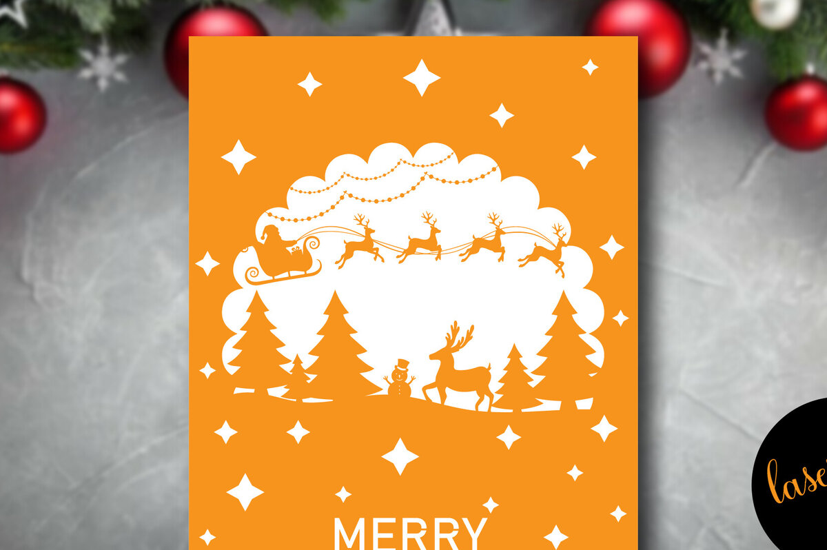 Intra απο ξύλο plywood 3mm-4mm πάχος Χριστουγεννιάτικη Χαρτοκοπτική κάρτα Δίασταση 15x15 cm INTRAFABR-85571429