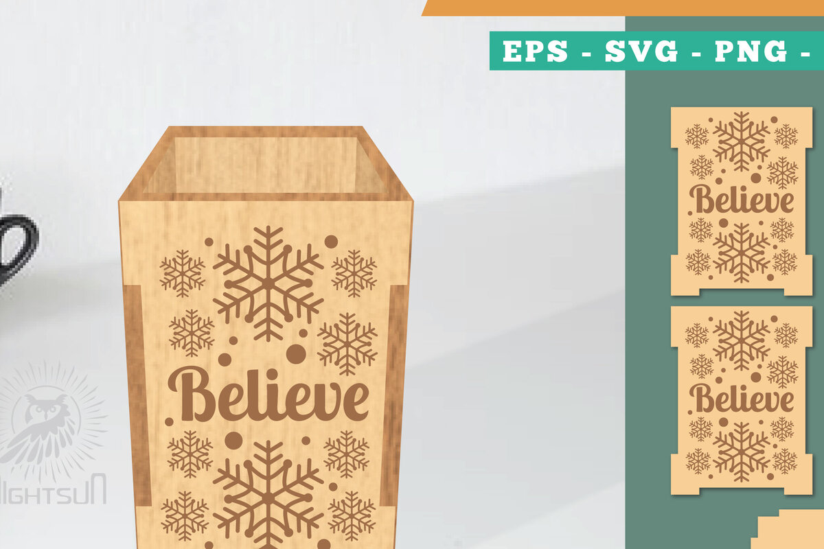 Intra απο ξύλο plywood 3mm-4mm πάχος Πρότυπο κοπής με λέιζερ χριστουγεννιάτικο κουτί μολυβιών Δίασταση 15x15 cm INTRAFABR-111486599