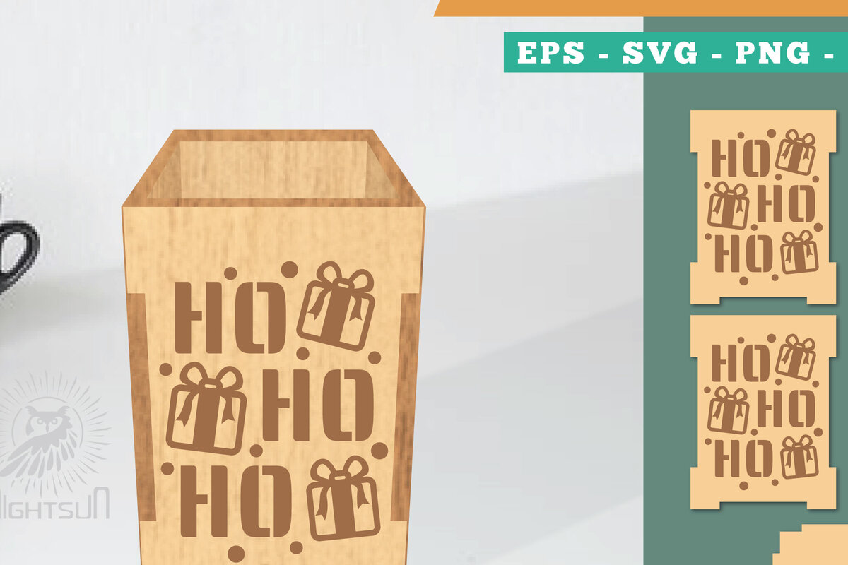 Intra απο ξύλο plywood 3mm-4mm πάχος Πρότυπο κοπής με λέιζερ χριστουγεννιάτικο κουτί μολυβιών Δίασταση 15x15 cm INTRAFABR-111486694