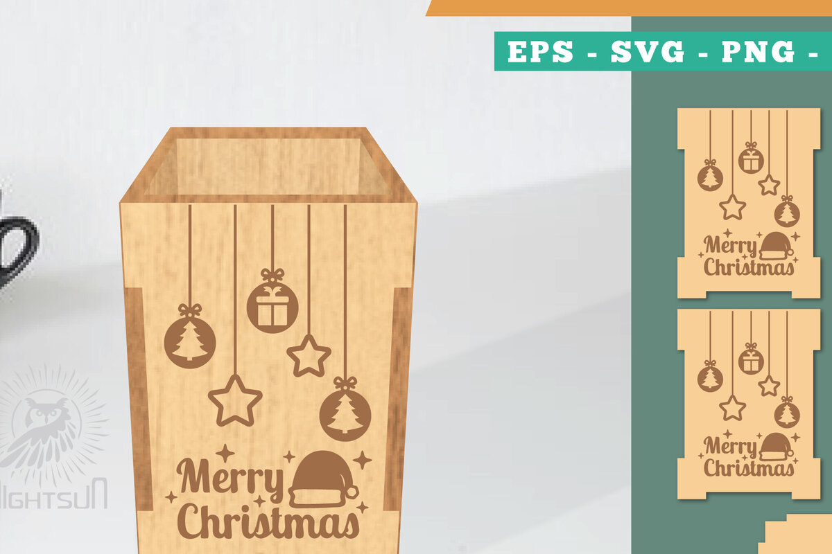 Intra απο ξύλο plywood 3mm-4mm πάχος Πρότυπο κοπής με λέιζερ χριστουγεννιάτικο κουτί μολυβιών Δίασταση 15x15 cm INTRAFABR-111486567