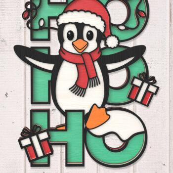 Intra απο ξύλο plywood 3mm-4mm πάχος Χριστουγεννιάτικο πιγκουίνος HOHOHO Δίασταση 30x20 cm INTRAFABR-106853538 - Image 1