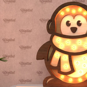Intra απο ξύλο plywood 3mm-4mm πάχος Χριστουγεννιάτικο Penguin Led Nightlight  Δίασταση 15x15 cm INTRAFABR-107832260