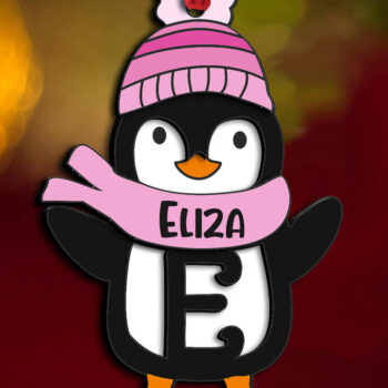 Intra απο ξύλο plywood 3mm-4mm πάχος Χριστουγεννιάτικο στολίδι Penguin Letter E Δίασταση 8x8 cm INTRAFABR-109459593 - Image 3